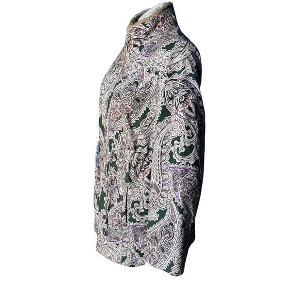 Chico’s reversible paisley faux fur water resistant jacket size large - Picture 5 of 12